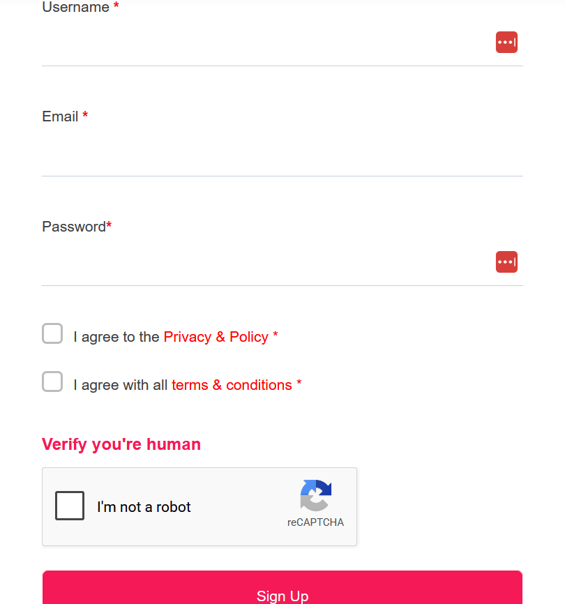 Sign Up form