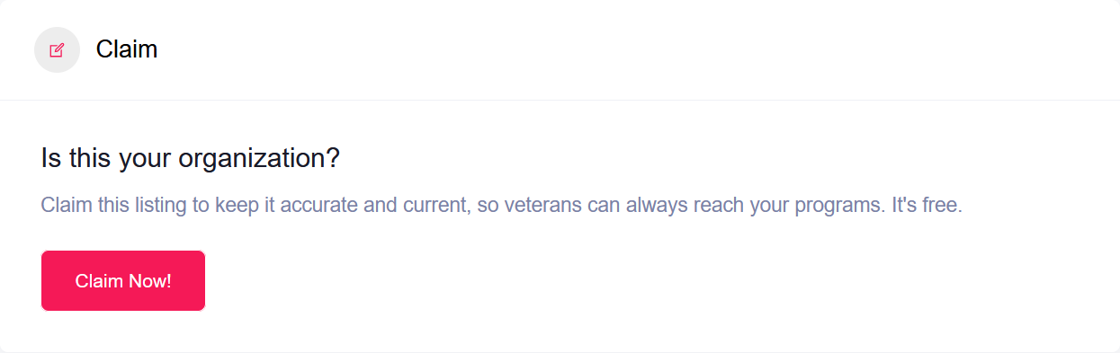 Claim section on a listing